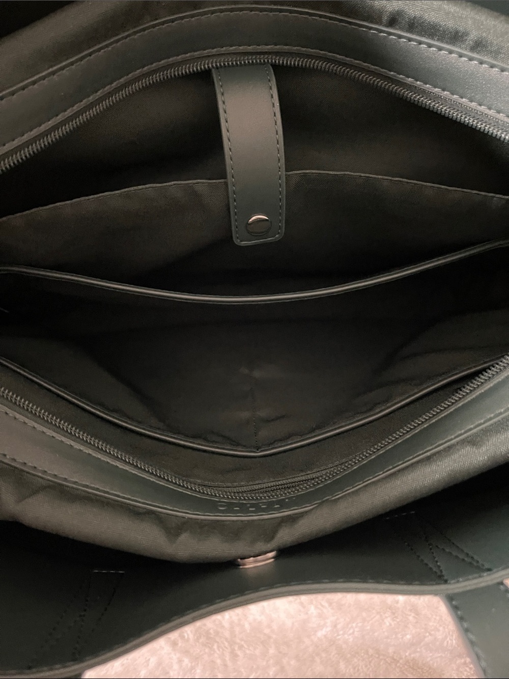Calpak Haven Dark Green Embossed Leather Travel Laptop Bag - Picture 5 of 7